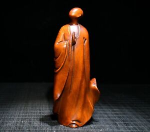 6 4 Chinese Wood Buddha Statue Natural Boxwood Buddha Lohan Statue