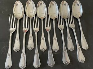Antique Belgium 1831 Sterling Silver Royal Set 6 Spoons Forks 924 Gr Unused