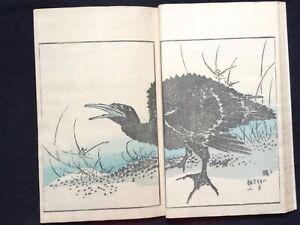 Hokusai Cursive Writing Ukiyoe Collection Art Album Colored Woodblock Print Book