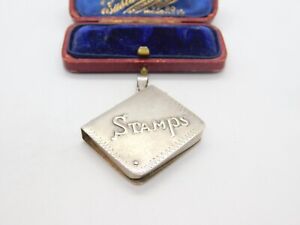 Sterling Silver Stamp Holder Fob Or Case In Book Form Vintage C1970