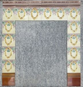 England Antique Art Nouveau 22 Original Tiles For Fireplace C1900