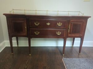 Mahogany Buffet Sideboard Cabinet With Brass Gallery