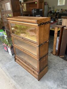 Antique Macey Oak Barrister Stacking Lawyer S 3 Sectional Bookcase