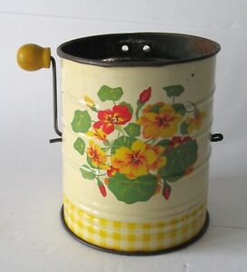 Vintage Mid Century Modern Tin Country Kitchen Flour Sifter Country Home Baking