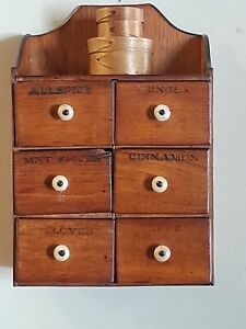 Old Antique Primitive Oak Six Drawer Spice Apothecary Cabinet Aafa Spice Names
