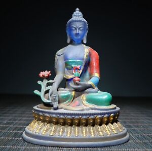 Chinese Old Beijing Glaze Handmade Exquisite Buddha Statue Ac2350