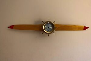 Antique Vintage Seth Thomas Ships Bell Clock With Sensenich Wooden Propeller 