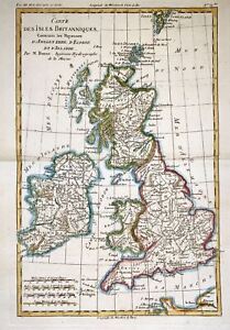 1780 Bonne United Kingdom Ireland Hand Coloured Engraved Map