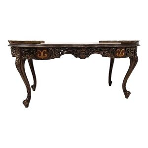 Vintage Baroque Marquetry Rocaille Coffee Table Mahogany Louis Xv French