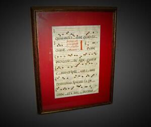 Antique Medieval Renaissance Illuminated Manuscript Parchmen Vellum Music Sheet 