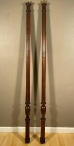 Pair Of 61 Long French Antique Solid Oak Wood Posts Pillars Columns