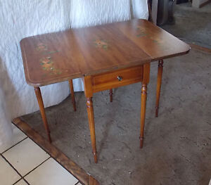 Mahogany Handpainted Dropleaf Table With Drawer By Imperial T353 