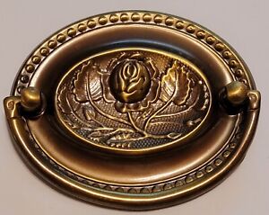 Nos New Old Stock Solid Brass Rose Federal Sheraton Plate Pull 2 5 Center 3 