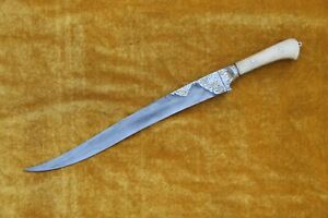 Rare Mughal Islamic Ottoman Gold Silver Kard Dagger Old Damascus Pattern Blade
