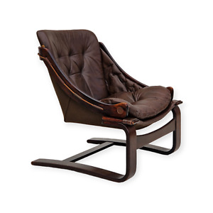 1970s Brown Leather Lounge Chair By Ake Fribytter For Nelo Sweden 