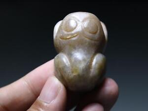 China Ancient Hongshan Culture Old Jade Stone Frog Necklace Amulet Pendant Es333