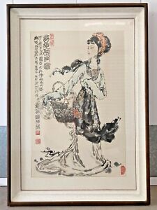  Vintage Chinese Asian Woman Ink Calligraphy Painting Xishi Wu Baoheng 