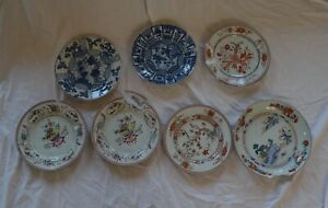7 Chinese Plates 18 17th Century Famille Rose Blue White Qianlong And Kangxi