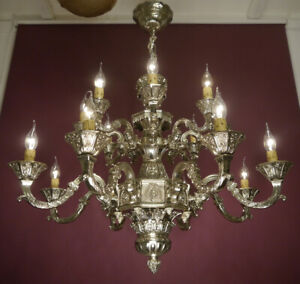 Chandelier Italy Large Gothic Silver Nickel Ceiling Lamp Brass 16 Lights 32 