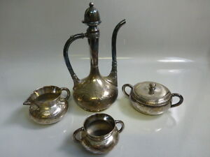 Aesthetic Movement Gorgeous Antique Pairpoint Tea Chocolate Or Coffee Pot Set