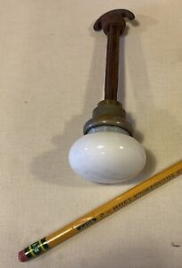 Rare Vintage Antique Tiny Petite White Glass Standard Doorknob Nickel Trim