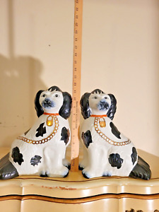 Staffordshire Spaniel Antique Matched Pair Mantle Dogs Figurine 11 5 