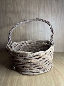 Large Wood Branch Twig Grape Vine Basket Handmade Primitive Rustic Woven 14 