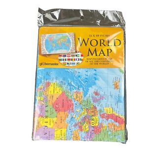 Globemaster World Wall Map 33 X 49 Inches Includes Country Flags 2008 Brand New