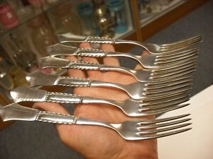 Antique 6 Danish Silver Art Deco Forks Carl M Cohr 2 Tower Silver Marks Ns
