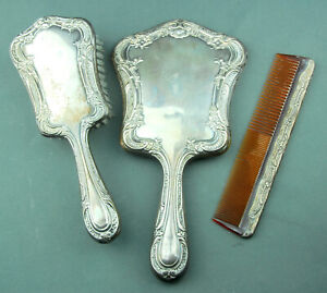 Vintage Gorham Sterling Silver Dresser Set 3pcs Mirror Hair Brush Comb 27 Mono