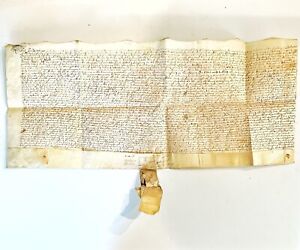 Rare 1686 Large Vellum Handwritten Indenture Manuscript Legal Document Old C8