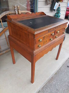 Antique Handmade Willimantic Spool Cotton Oak Top Desk Lift Chest 34 X31 X23 
