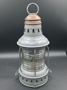Vintage Nautical Ship Lamp Oil Lantern Ribbed Globe Good Condition