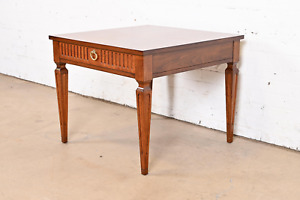 Baker Furniture French Regency Louis Xvi Carved Walnut Tea Table Or Side Table