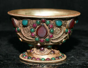 4 2 Tibet Filigree Gilt Inlay Gem Handmade Goblet Drinking Wineglass Cup Bowl