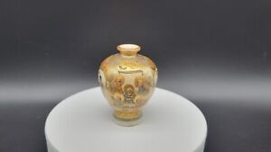 Antique 1920s Mini Japanese Satsuma Under The Shimazu Family Crest Vase 2 3 8 