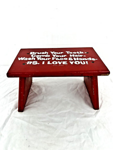 Wood Trends Inc Vintage Hand Painted Wooden Kids Step Stool Red