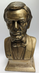 Vintage Used Metal Statue Bust Figure Of President Abe Lincoln 8 1 12 Tall