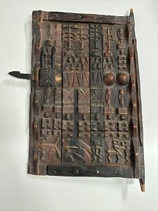 Hand Carved Dogon African Grain Storage Door W Hand Forged Fasteners 31 X 19 