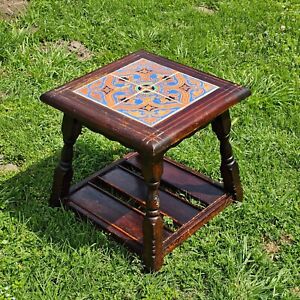 1920 S American Encaustic Tiling Co Tile Top Wooden Table With Single Shelf