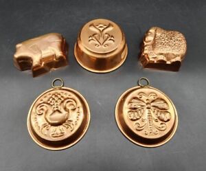 Lot Of Copper Jelly Mold Sheep Cow Ornate Sweden
