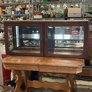 Art Deco Wooden Wall Mantle Display Cabinet With Glass Shelves