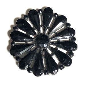 Lovely Large Victorian Passementerie Black Glass Button Radiating Tear Drops