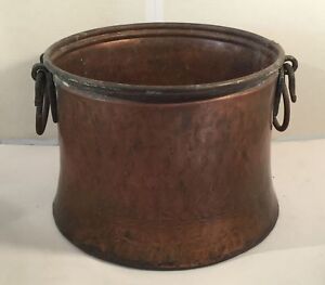 Antique Copper Cauldron Dovetailed Hand Forged Apple Butter Kettle Rustic 