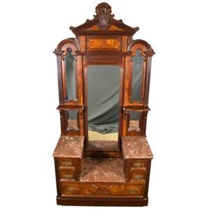 Antique Victorian Unusual Princess Dresser Marble Top Chest 21643