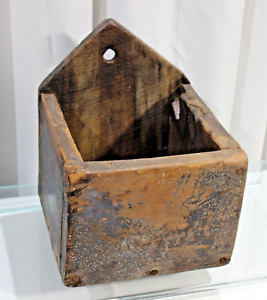 Antique Primitive Hanging Salt Box 7 X 7 5 X 8 5 