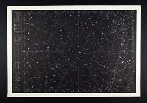 1958 Becvar Star Map I North Pole Sky Polaris Cassiopeia Draco Astronomy Chart