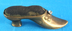 Antique Copper Combination Pin Cushion Tape Measure Shoe Design