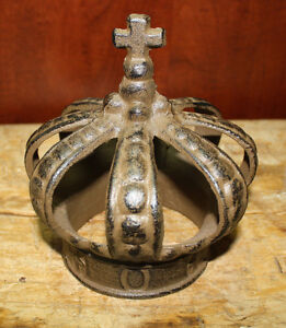 Cast Iron Royal Crown King Queen Door Stop Home Decor Paper Weight Book End