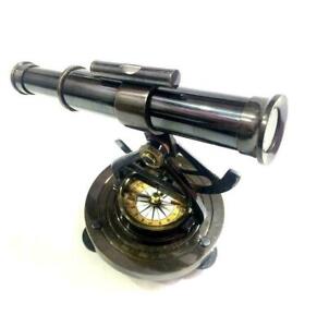 Compass Transit Surveying Nautical Antique Handmade Brass Telescope Alidade